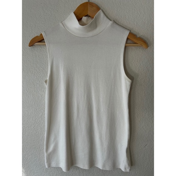 croft & barrow Tops - Croft & Barrow Womens Cream Sleeveless Mock Neck Knit Top Small RN73277